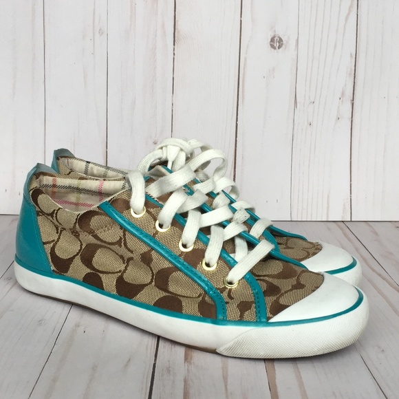 Coach Shoes - Coach Barrett Turquoise & Brown Sneakers